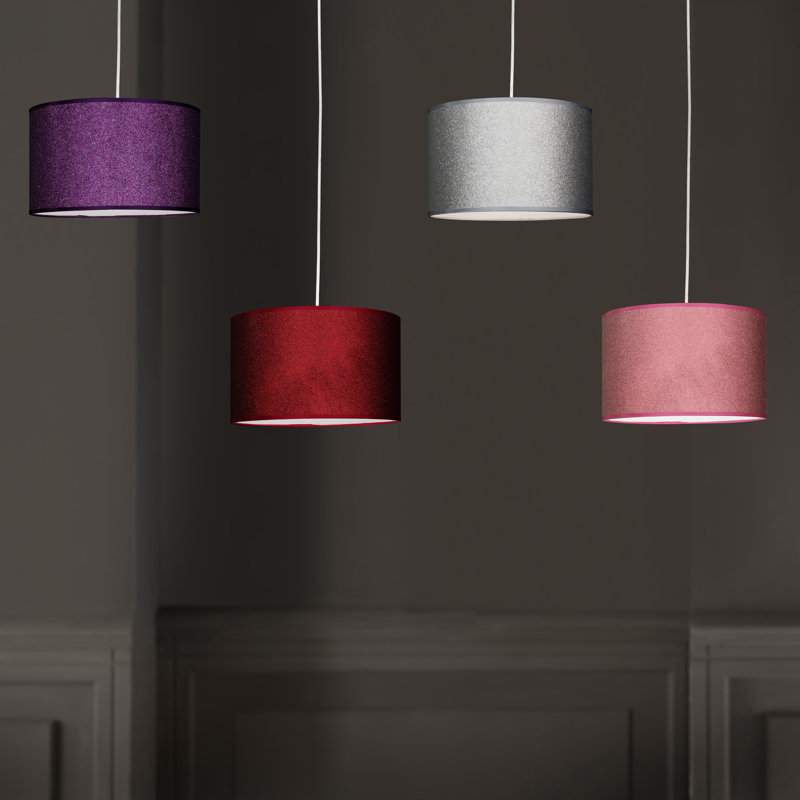 Shiny 20cm H Cotton Drum Pendant Shade ( Uno ), Pink
