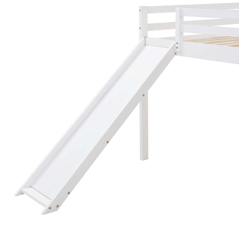 Loft Bed with Slide, Multifunctional Design, Full (White)