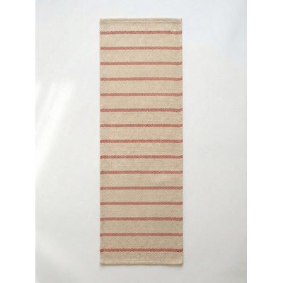 Sandy Beige Regatta Stripe Indoor Outdoor Table Runner 14x72