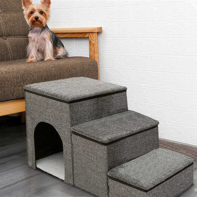 Rodneshia Dog Stairs for Sofa With 3 Steps Foldable with Storage