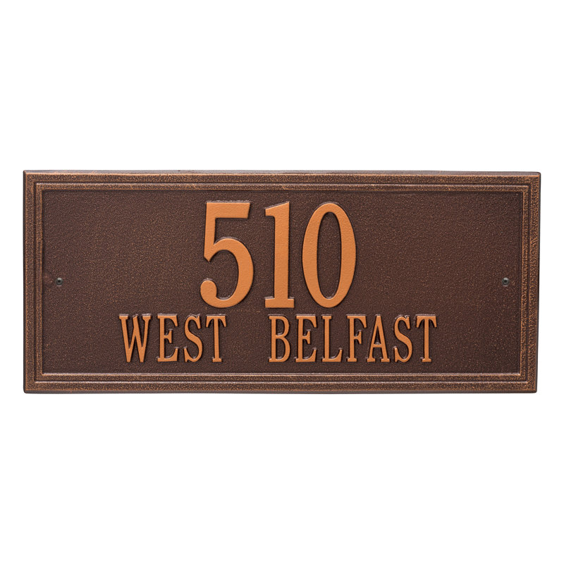 Plaque d'adresse murale sur 2 lignes Double Line, Cuivre antique, Oui