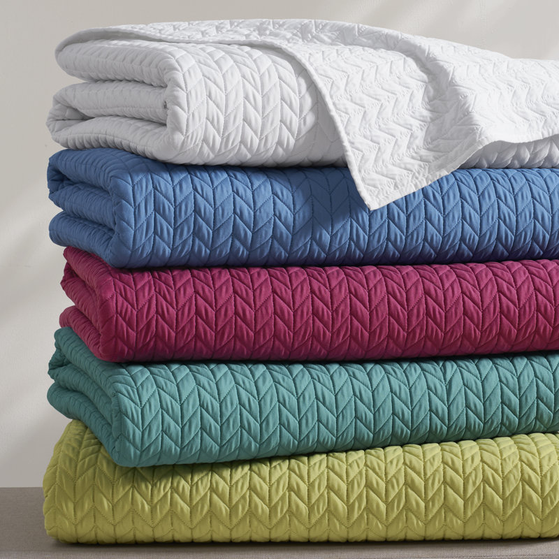 Chartreuse Quilted Euro Sham with Herringbone Pattern