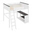 Queen Size Loft Bed With Built-In Desk, Open Shelves