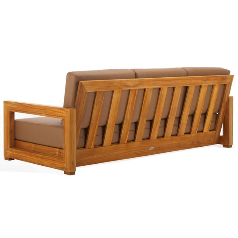 Montford Teak Patio Sofa with Cushions, Brown Melrose