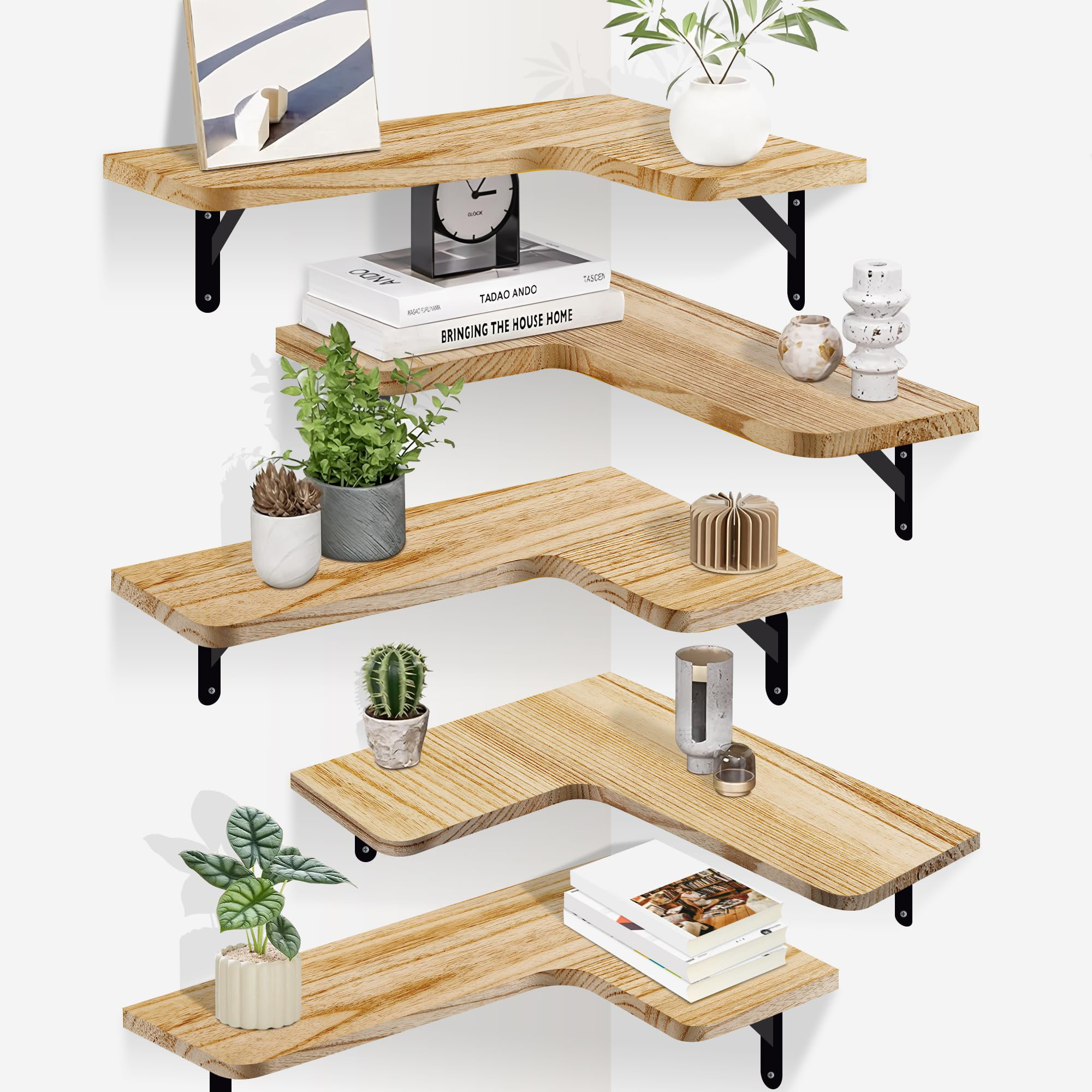 COHLU Corner Floating Shelves Set of 5,Wall Shelf for Decor Storage