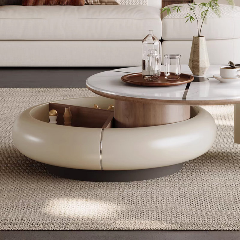 Cream style creative minimalist rotating end table