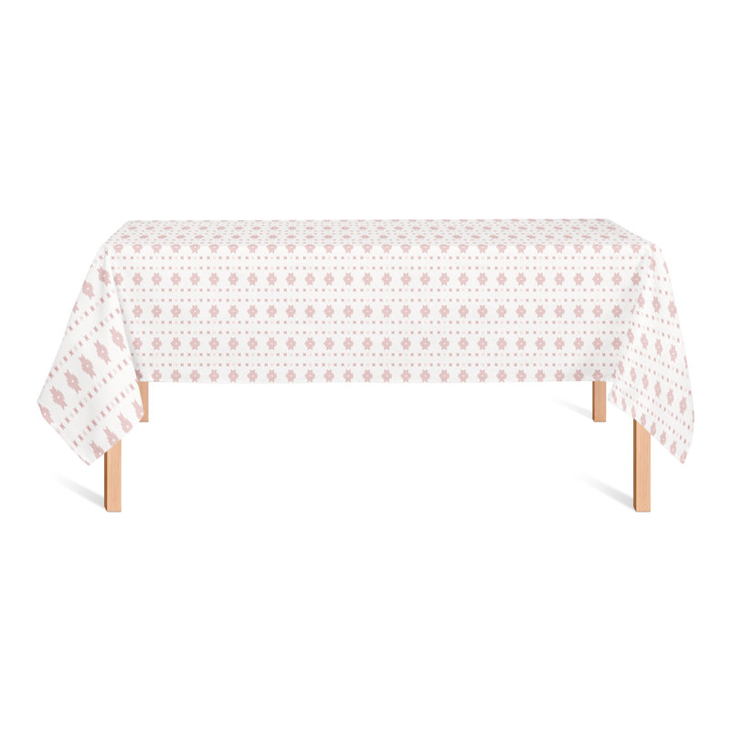 Rectangular Geometric Polyester Tablecloth, Pink