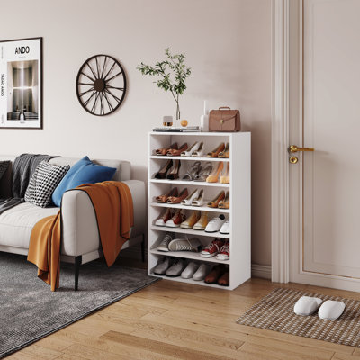 Shoes Rack, 6-Tier Free Standing Wood Closet Organizer Unit
