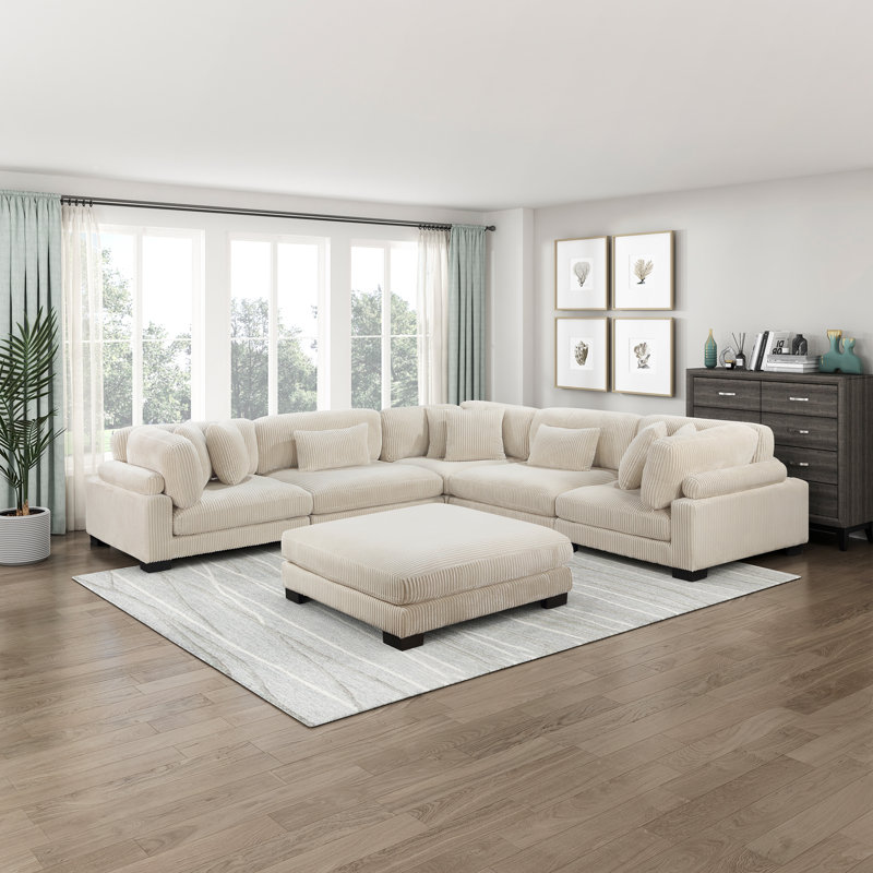 Brinsley 6-Piece 135" Corduroy Modular Sectional Sofa