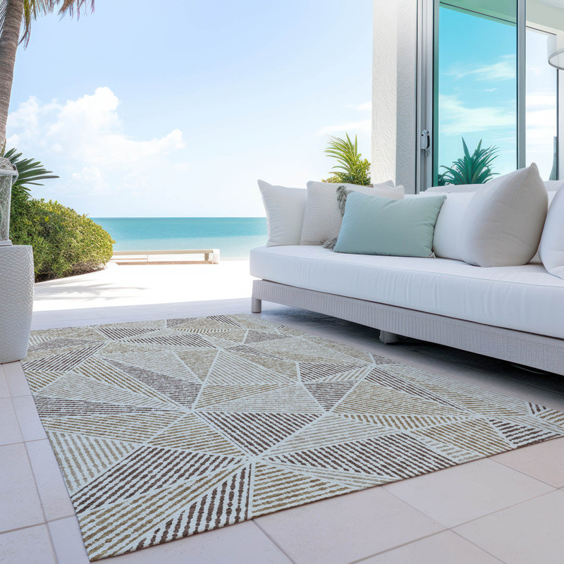 Itzayana Washable Geometric Indoor / Outdoor Rug, Rectangle 10' x 14'