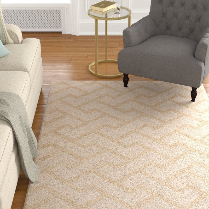Tapis décoratif kaki en laine tissée à la main Villegas, Rectangle 9 pi x 13 pi