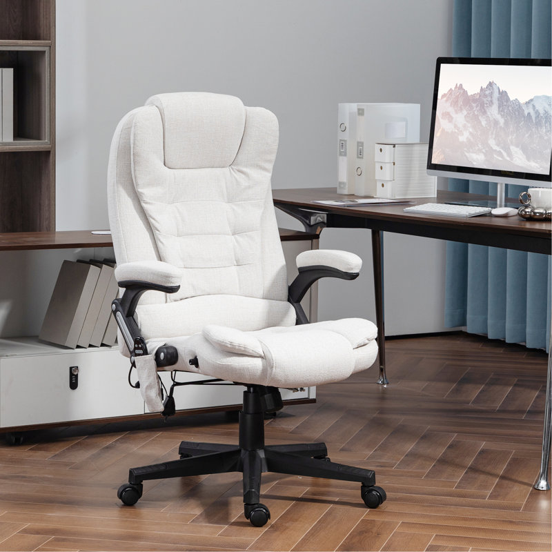 Chaise de bureau Milenja, Velours blanc crème