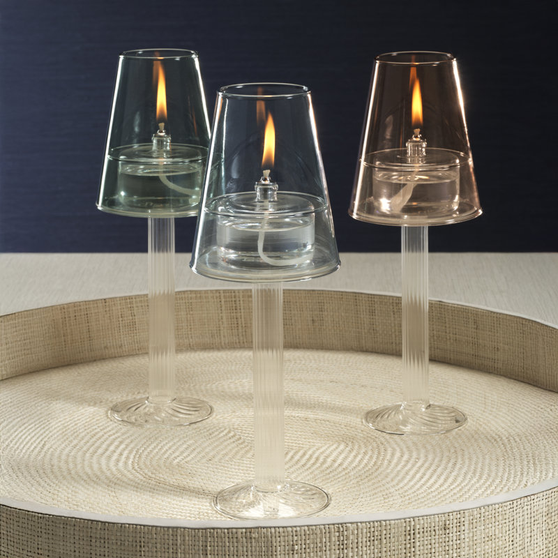 Lampe de table Dauphine avec lampe à huile votive 3 oz, Ambre clair