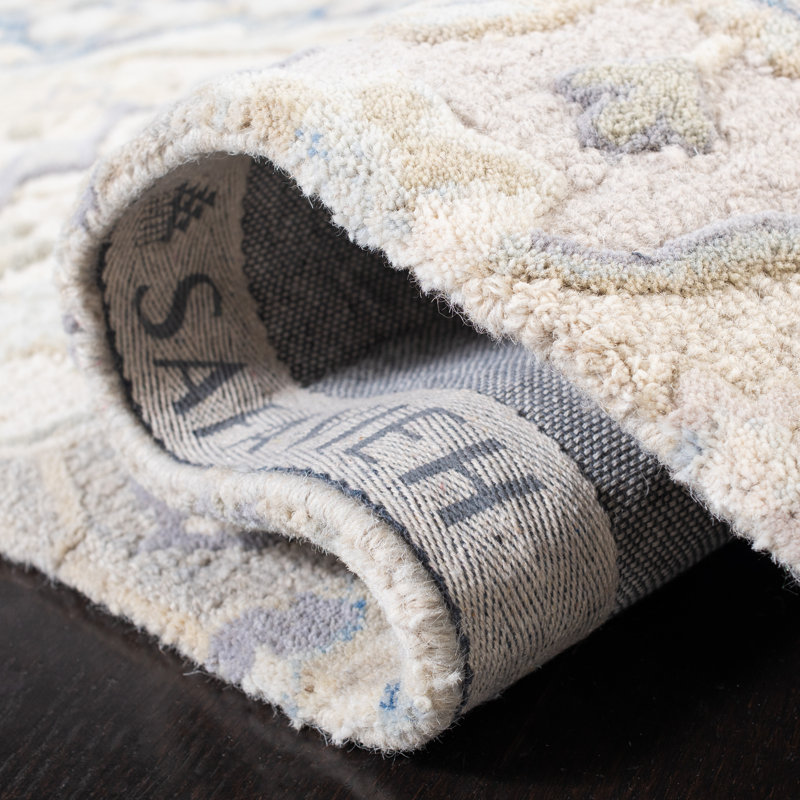 Tapis oriental gris / bleu en laine touffeté à la main Aurelijus, Carré 6 pi