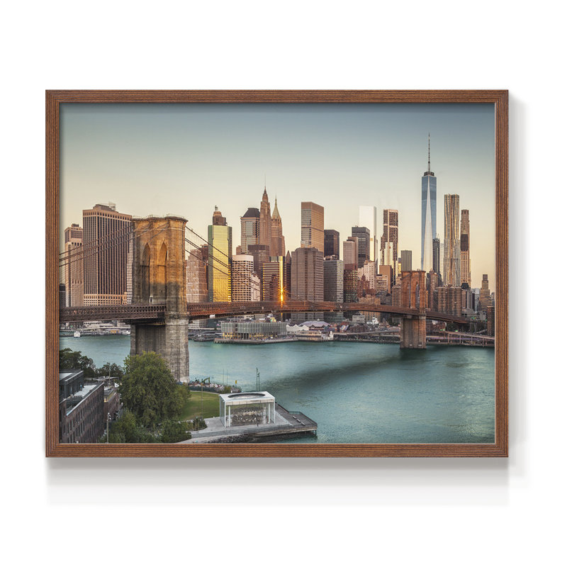 Lower Manhattan -Framed Print - Restickable, Walnut, 11" H x 14" W