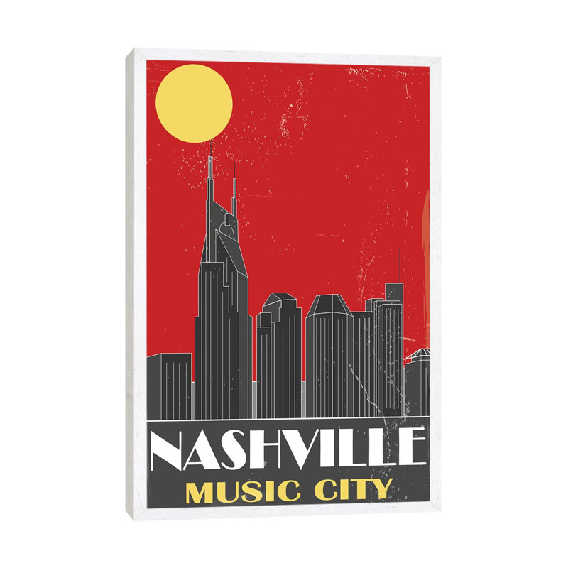 Nashville, Red - Print on Canvas, 101.6 cm H x 66.04 cm W, White Framed