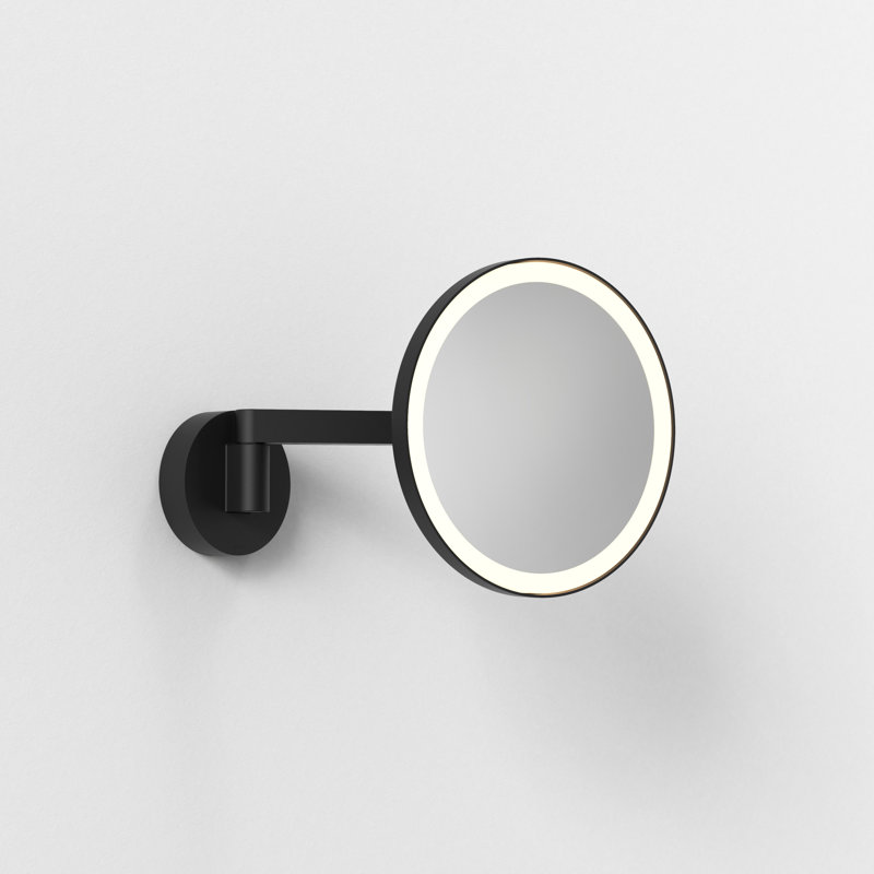 Nagoya Round Metal Lighted Wall Mirror, Matte Black