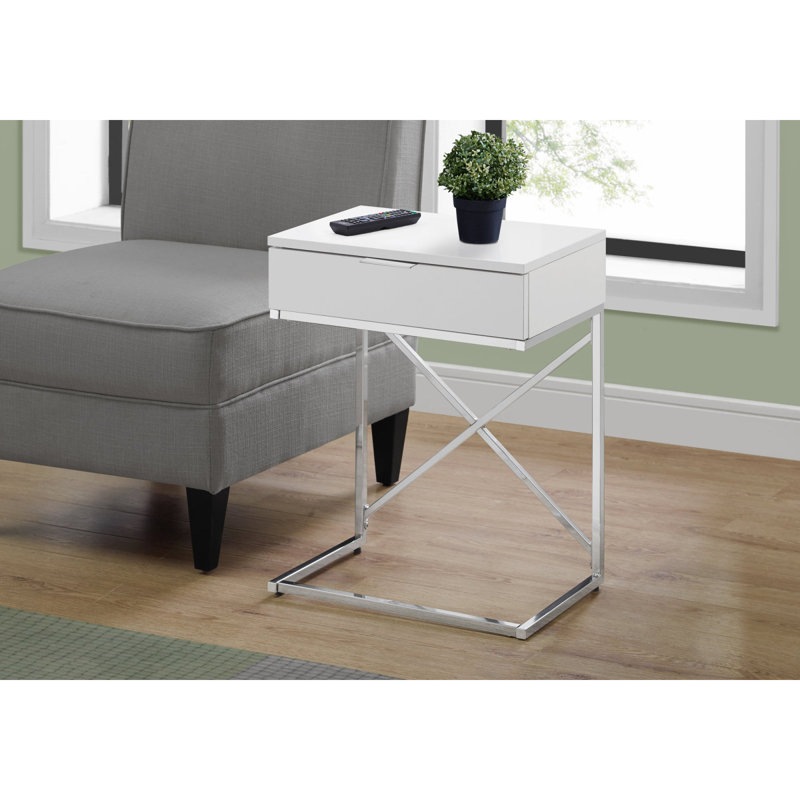 Table d'appoint polyvalente avec rangement et design élégant pour n'importe quelle pièce, Argent argent, Blanc