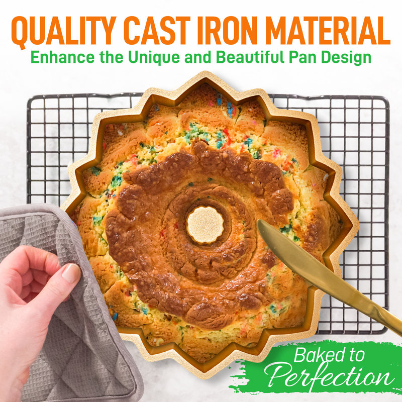 NutriChef Aluminum Non-Stick Round Fluted Cake Pan