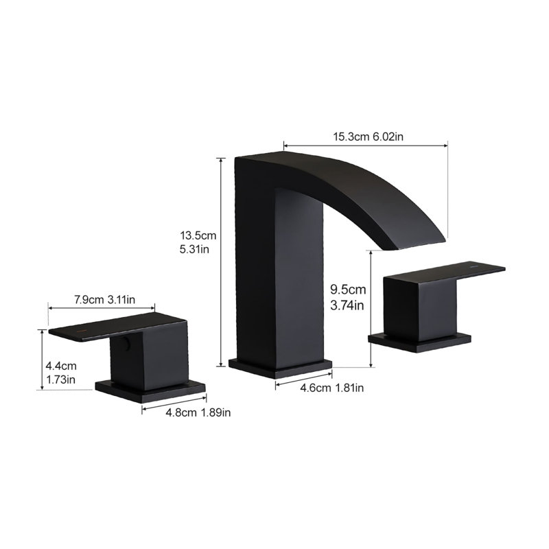 8 Inch Widespread Bathroom Faucet 3 Hole Waterfall Bathroom Sink Faucet Modern Stainless Steel 2 Handle Bathroom Basin Taps