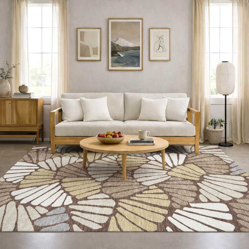 Tapis floral lavable à la machine de qualité supérieure Mayfield AMF2384, Chocolat, 10 pi x 14 pi