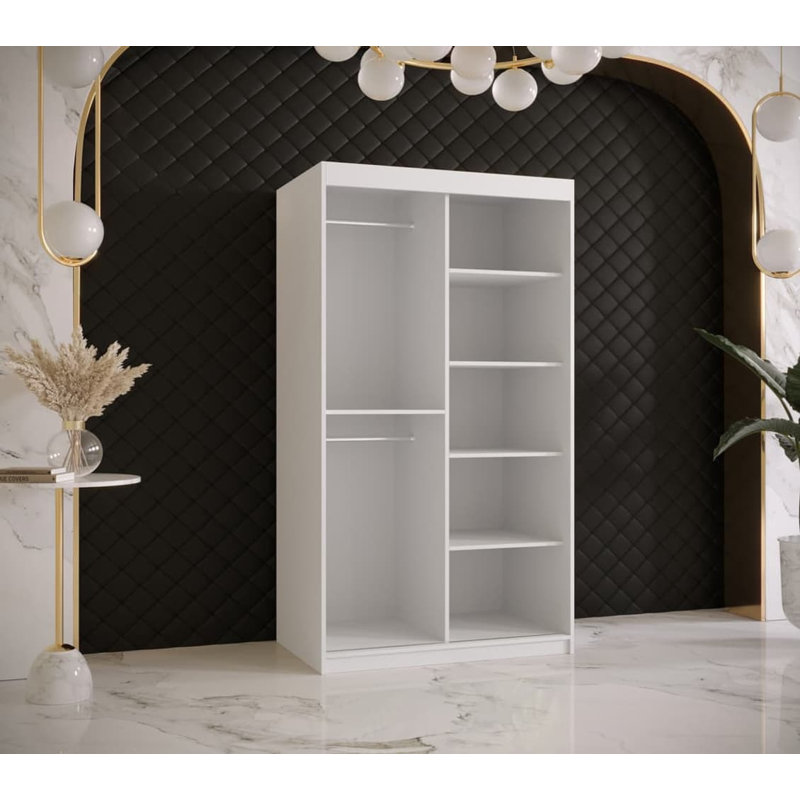 Arnola 2 Door Manufactured Wood Wardrobe, 200 H x 100 W x 62 D cm, White