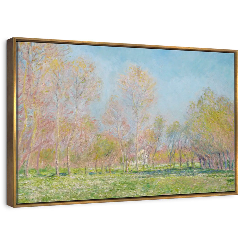 Le printemps à Giverny en 1890, 40 po x 27 po, Cadre flottant doré