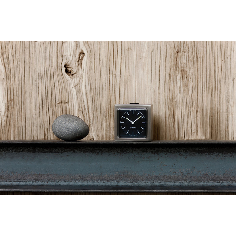 Réveil 3,35 po index Block, Acier / noir
