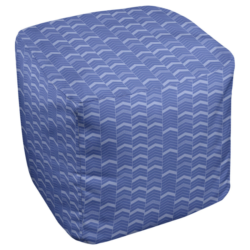 Repose-pieds cube à chevrons bicolores, Bleu foncé