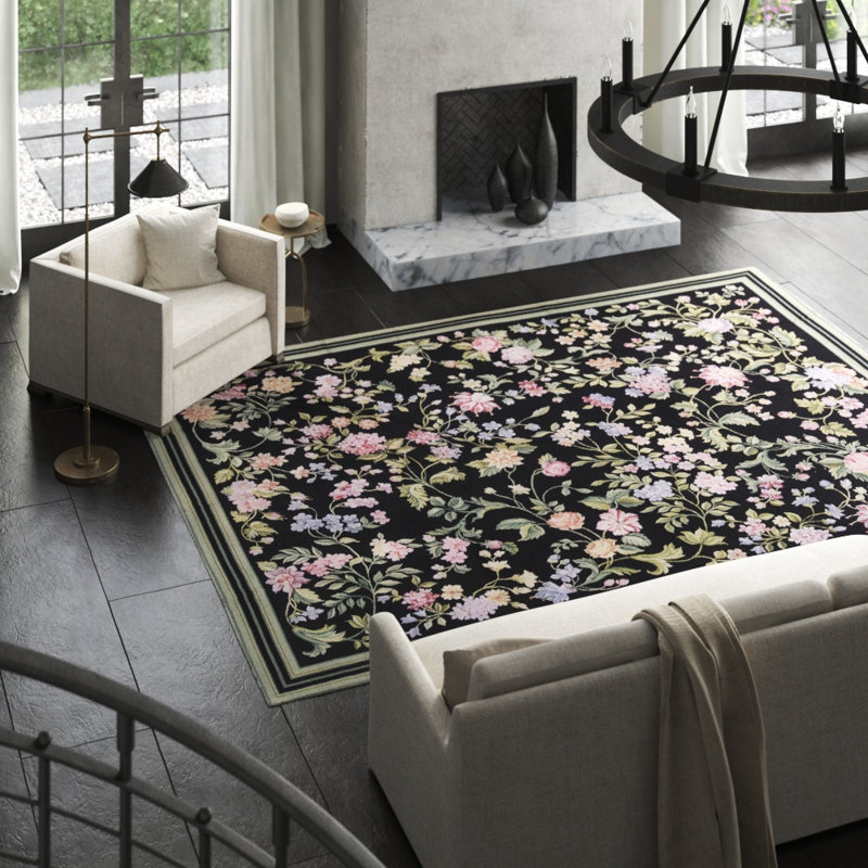Hand-Knotted High-Quality Black Area Rug