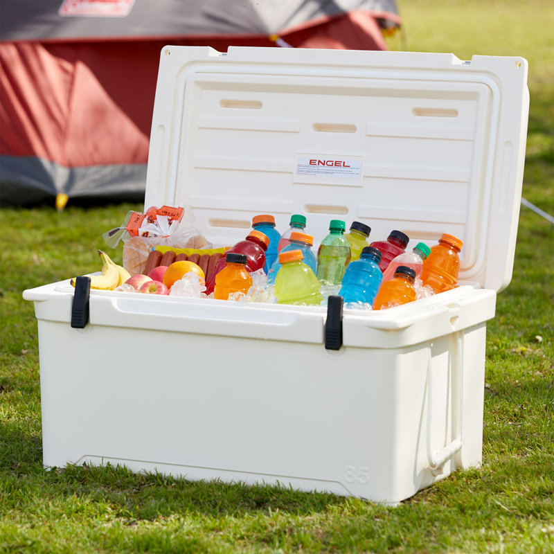 Engel Coolers 76 Quart 96 Can High Performance Roto Molded Ice Cooler, Coastal White