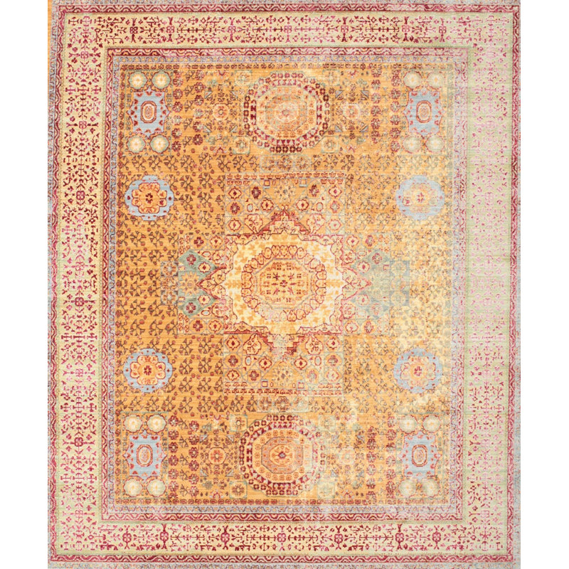 Tapis en laine doré / brun, Rectangle 2 pi x 4 pi