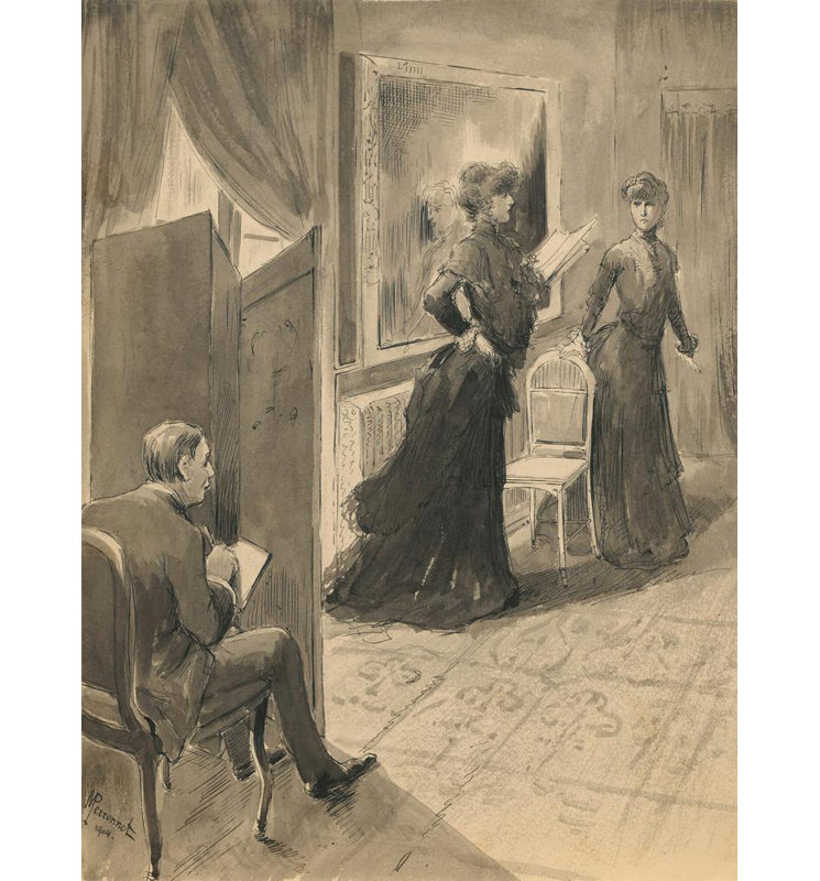 "Scènes de la vie de Sarah Bernhardt 3" par Maurice Perronnet - Art sur toile tendue avec châssis, H 40 po x l 28 po