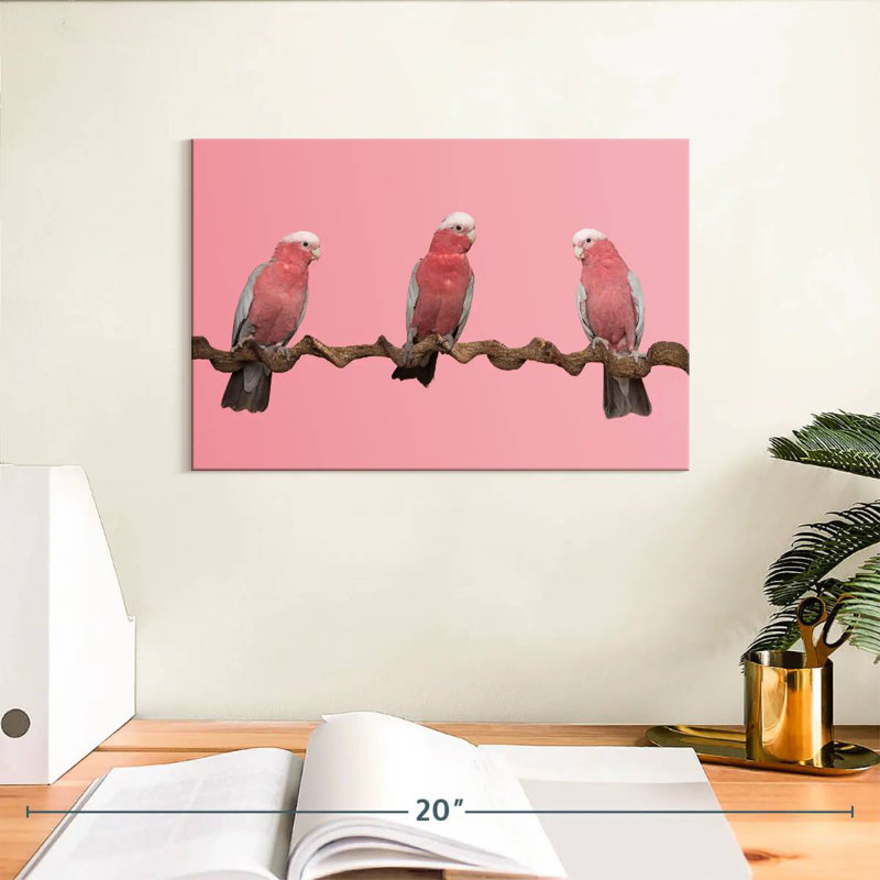 Trois oiseaux, H 8 po x l 12 po