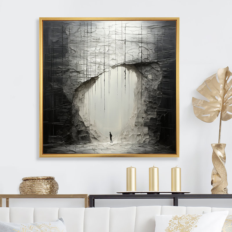 Minimalisme, solitude, méditation, art mural, H 30 po x l 30 po x P 1 po, Cadre flottant doré
