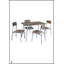 Ensemble de table à manger moderne 5 pièces avec grain de bois réaliste, gris et blanc, parfait pour les maisons contemporaines et les petits espaces.