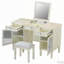 Bureau de coiffeuse 2 en 1 avec miroir rabattable, tiroir et armoire