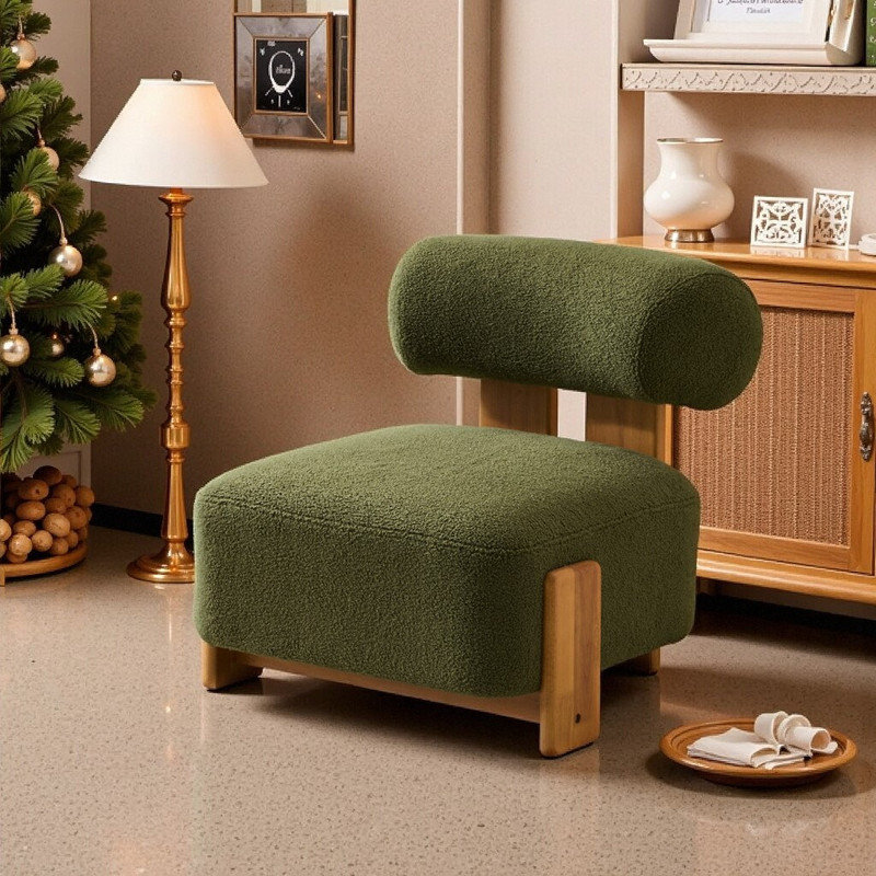 Méridienne moderne 27,25 "avec structure en bois massif et dossier roulé, Vert