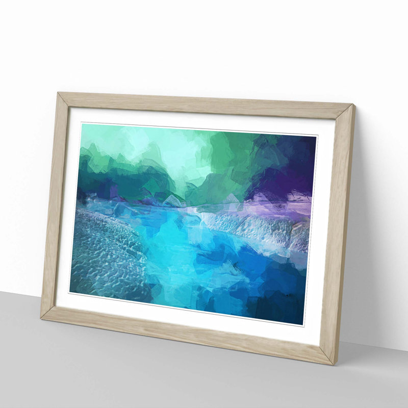 Aurora Borealis at Night in Abstract - Picture Frame Graphic Art Print, Oak Framed, 62cm H x 87cm W x 2cm D