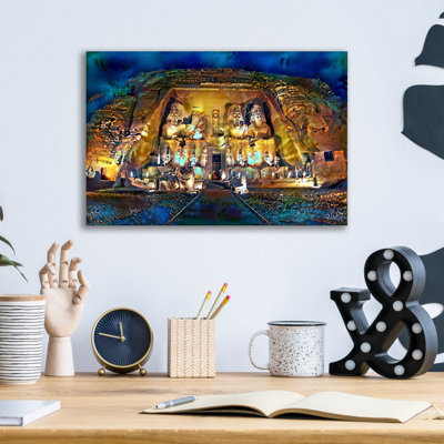 «Égypte Abou Simbel nuit» par Pierre Gavidia, art mural en verre acrylique