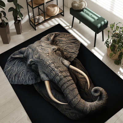 Abstract Geometric Pattern Non Woven Thin Type Printed Rug for Modern Home Decor