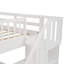 Lit double superposé au-dessus de l'escalier en blanc pour la chambre à coucher, compartiments de rangement sous les escaliers, deux espaces de couchage, garde-corps et structure solide, capacité de poids du lit de chambre à coucher 200 / 275Lbs, blanc