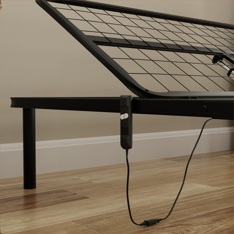 Pour la chambre à coucher résidentielle, utiliser une base de lit plateforme simple réglable en acier noir mat, réglage de la position de la tête