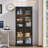 72" Curved Glass Door Bookcase-1853755243