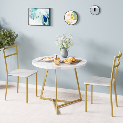 Round Dining Table For 2,Circle Dining Table And 2 Chair Set,Coffee Table And Chair For Office Lounge Kitchen Table And Chair Set Dining Table