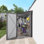 Abri de jardin de 4 pi x 9 pi avec fenêtres, abri de jardin en métal avec toit incliné avec 2 évents et 1 porte latérale ouverte, remise extérieure imperméable pour la cour, le jardin, le patio et le gris