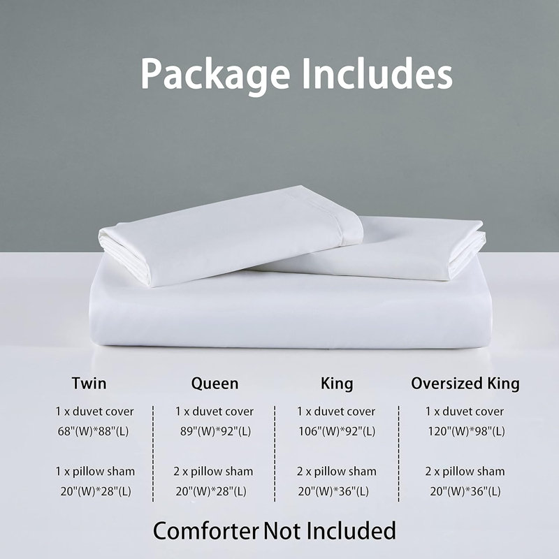 400TC Long Staple Cotton Sateen Weave Duvet Cover Set, Black, Twin Duvet Cover + Queen Sham