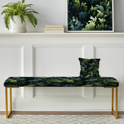 Enchanted Camo Illusion - Abstract Upholstered Gold Bench