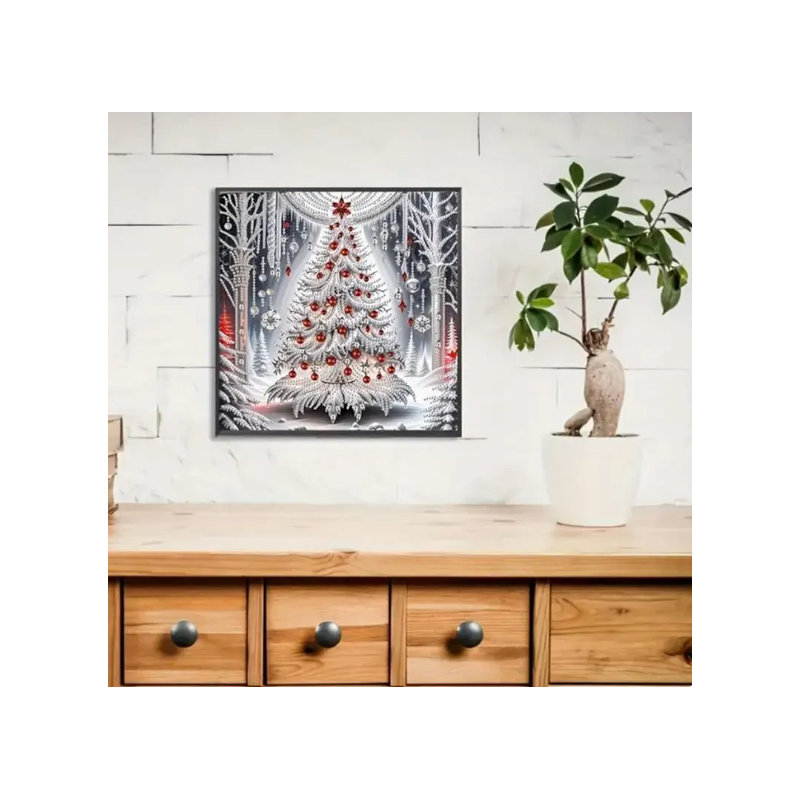 Silver Christmas Tree Diamond Painting Kit: 5D DIY Crystal Embroidery (30Cm X 30Cm)