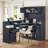 L-Shaped Computer Desk With Outlet, Drawers, Bookshelf, Modern Corner Desk, L-Shaped Study Table Writing Desk,Corner Gaming Computer Desk With Storage,Blue-2046019960